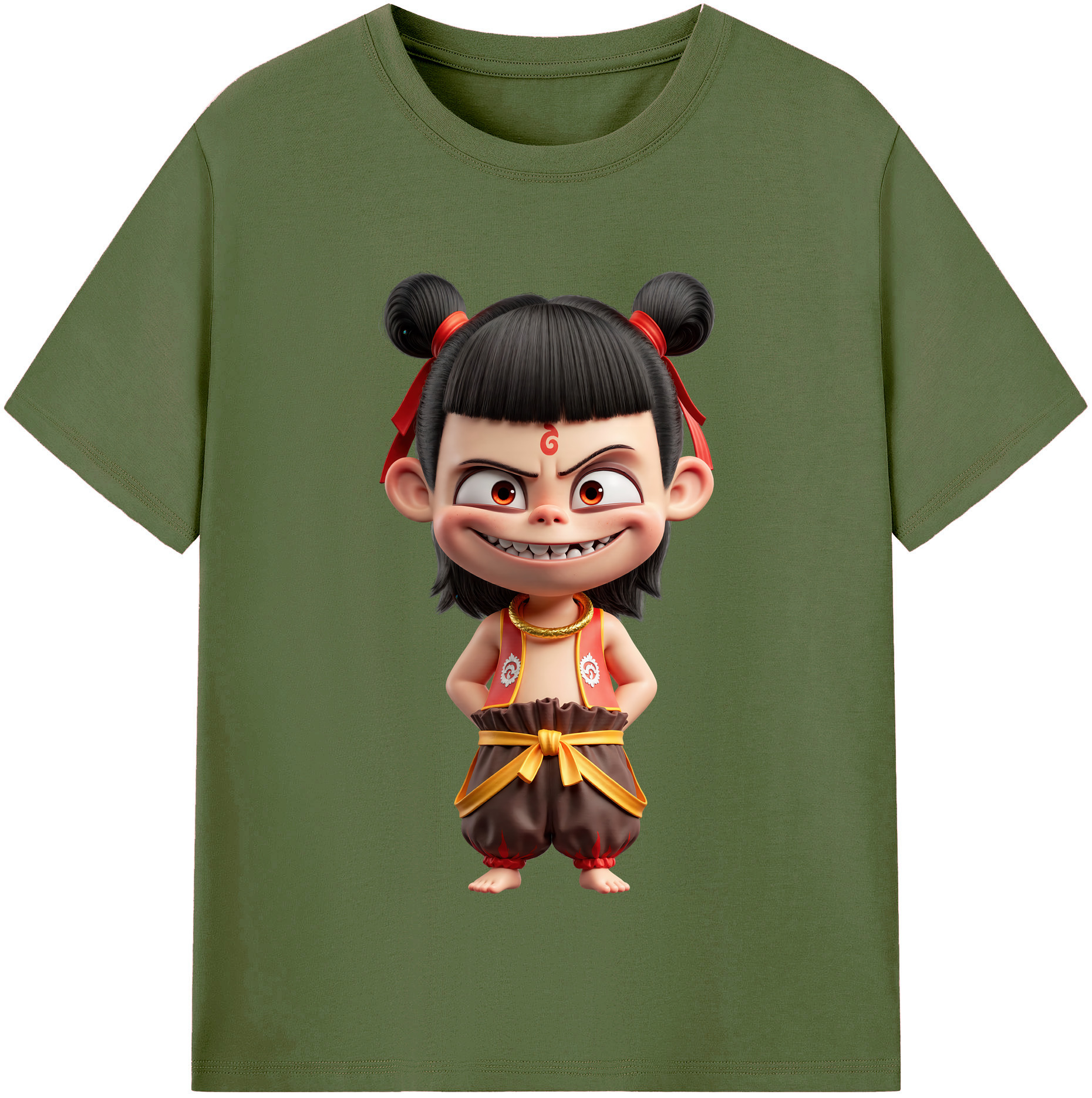 （画像用） Ne Zha 2 ナタ 魔童の大暴れ 綿100％半袖Tシャツ（フロントプリント）